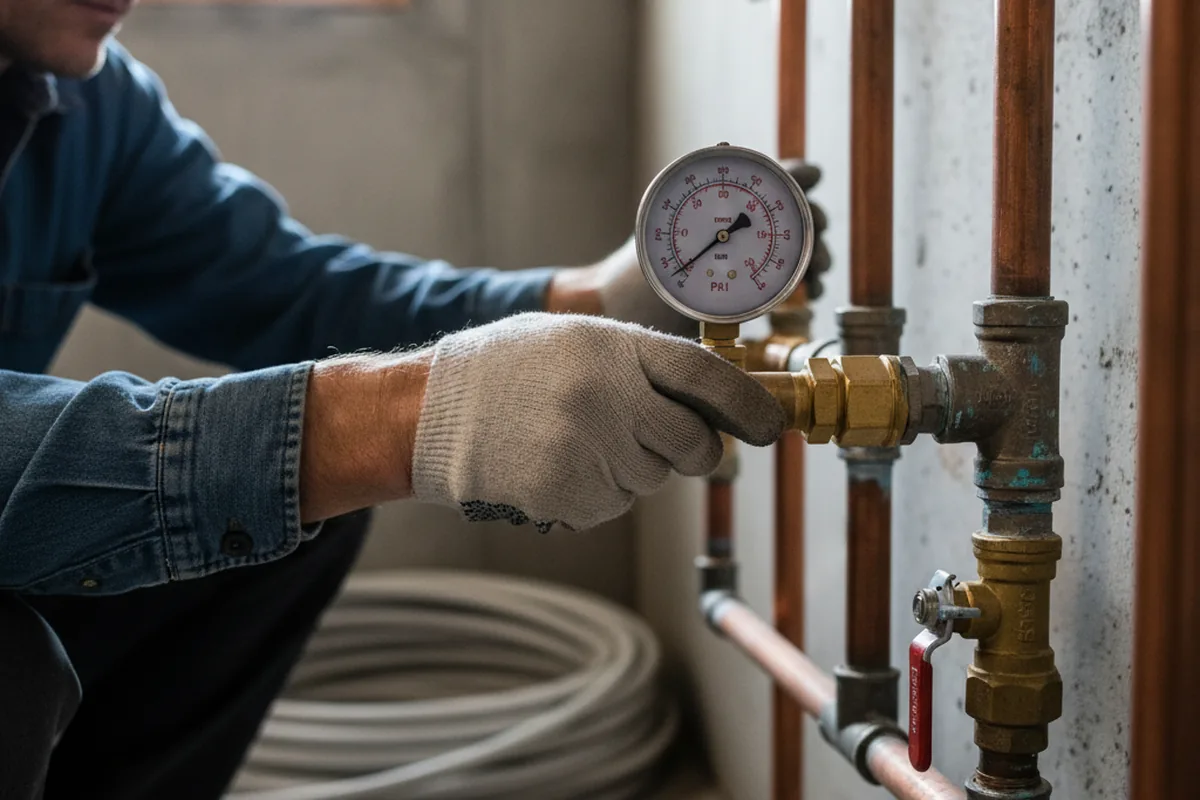 Pressure testing a repaired line during Water Line Repair in Hillsdale